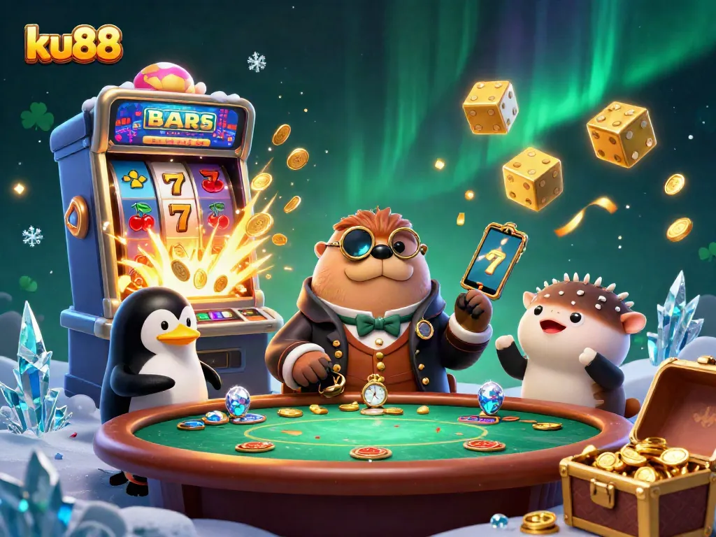 Experience thrilling slots and poker action at ku88 with a jolly walrus and friends.