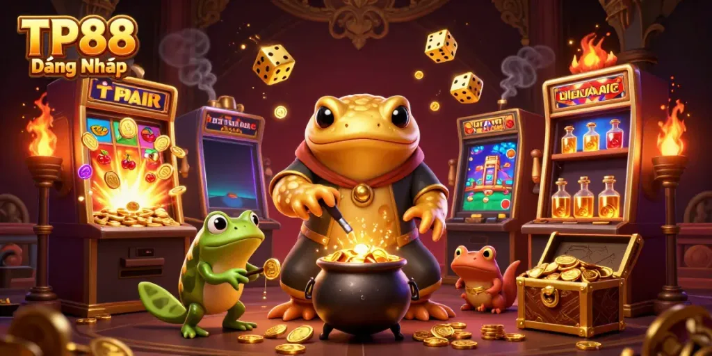 Get ready to unlock gaming opportunities with the TP88 Đăng Nhập experience in a vibrant, dynamic casino setting featuring gold coins and exciting game elements.