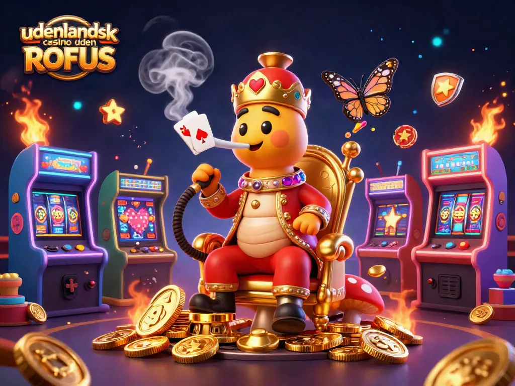 Engage with udenlandsk casino uden ROFUS in a vivid 3D illustration showcasing vibrant gaming elements.