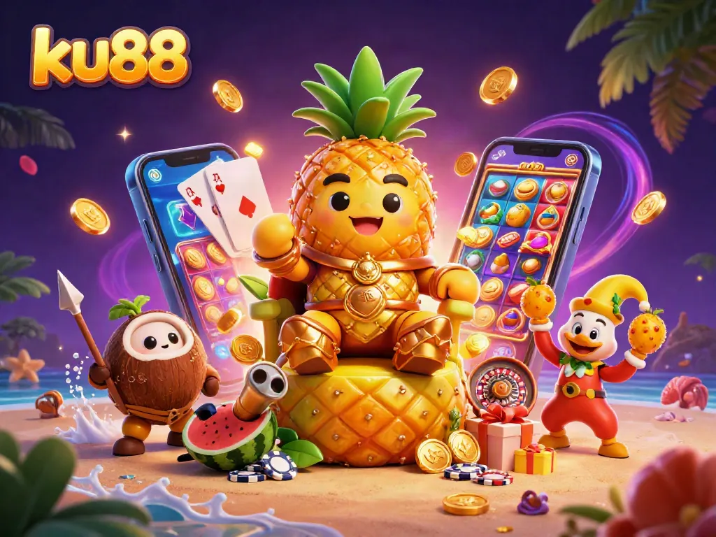Experience excitement with ku88's casino features, including vibrant slot games and dynamic characters.
