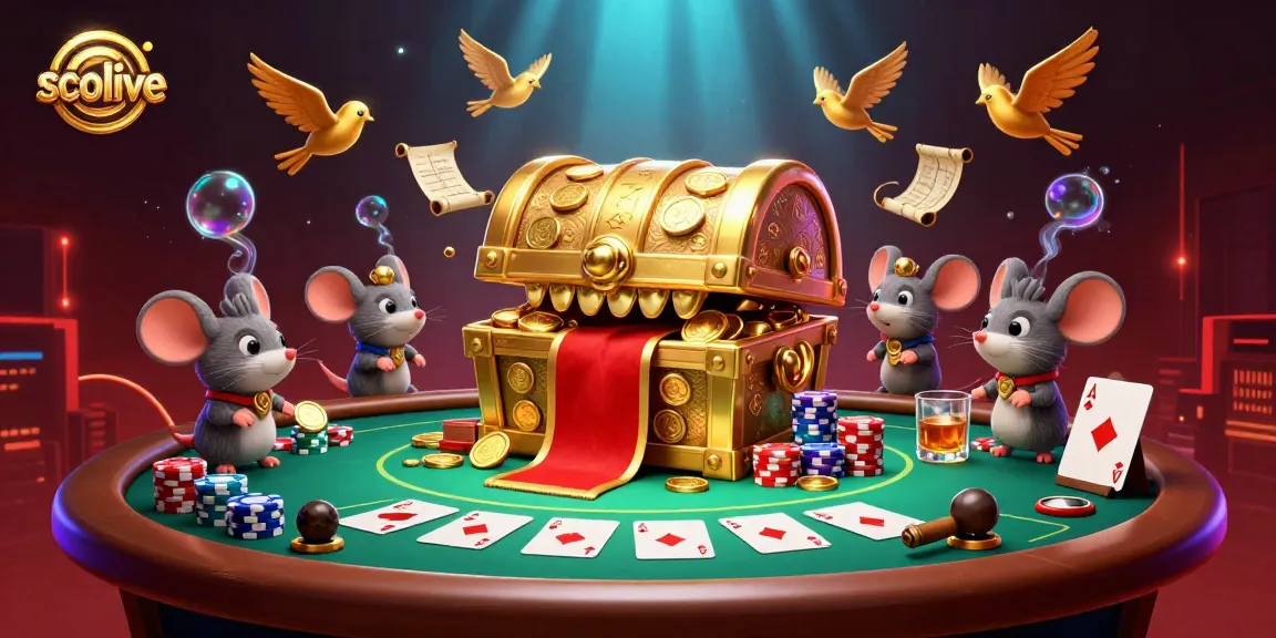 Engage in sports betting with socolive, where vibrant mice are drawn to a treasure chest of gambling riches.