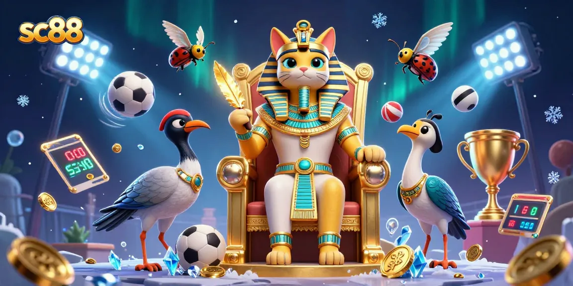 Experience the thrills of sc88 with vibrant 3D Egyptian cat and dynamic sports themes.