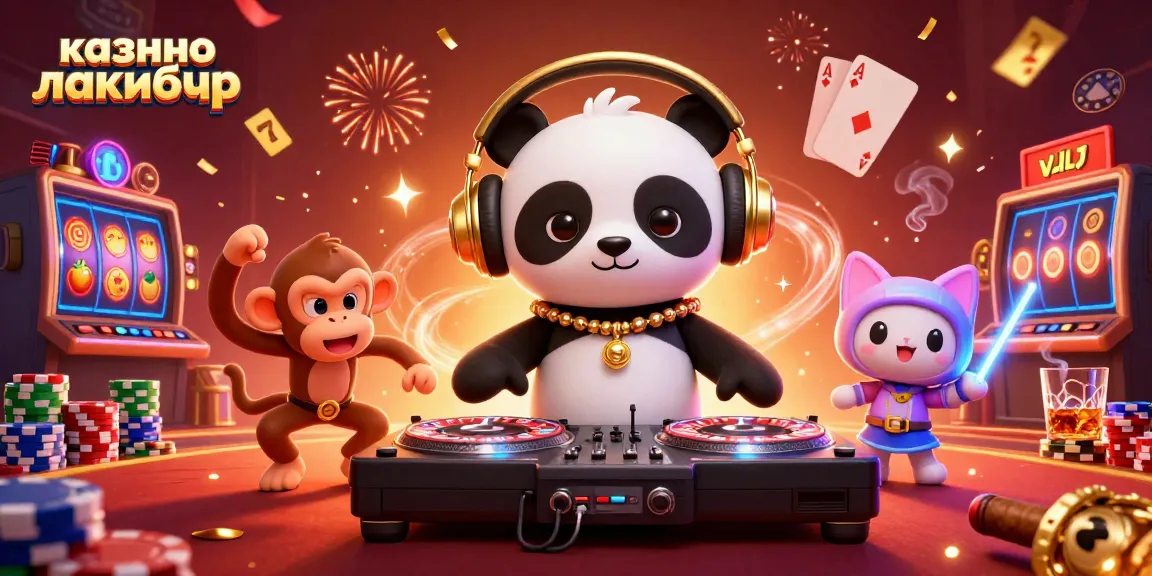 Experience the vibrant casino atmosphere at казино лакибир with DJ panda, monkey dancing, and neon kitten!