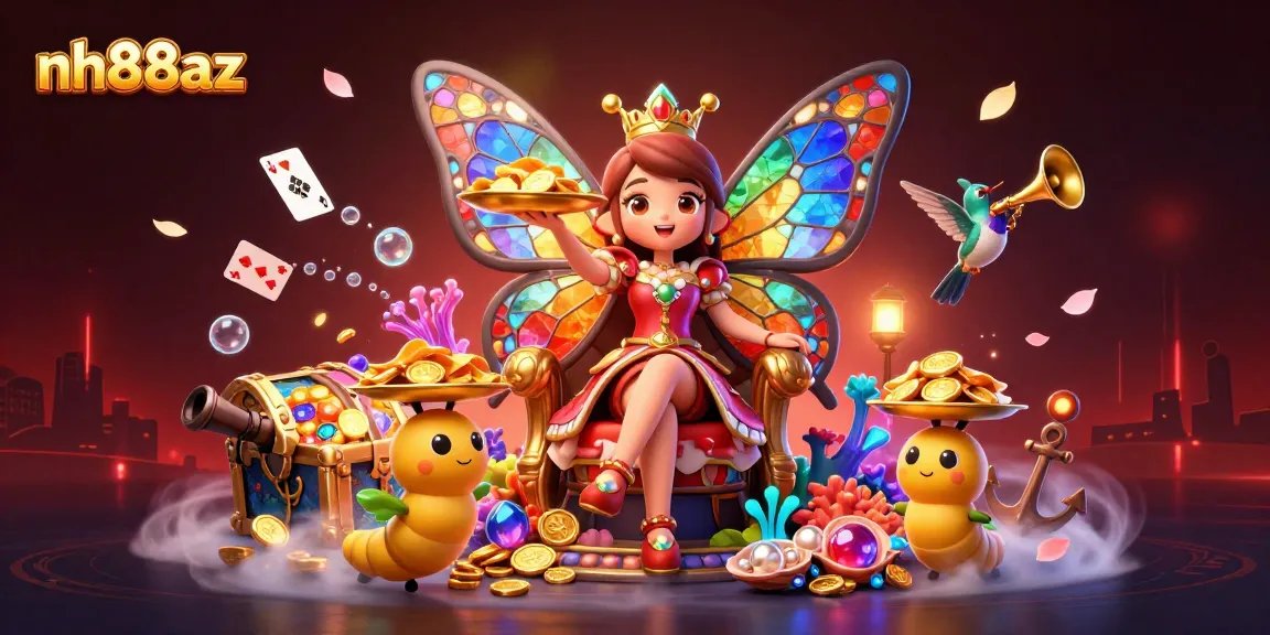 Enhance your gaming experience at nh88az with vibrant 3D casino-themed artwork featuring whimsical elements.